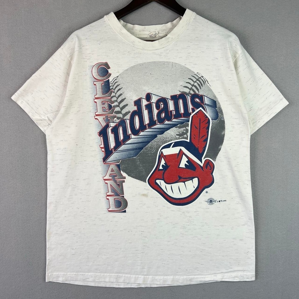 Vintage Cleveland Indians 90s MLB Baseball White Tee Shirt